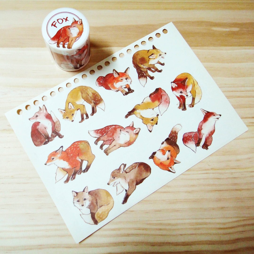 歪的工作室-狐狸纸胶带Fox Masking tape - 纸胶带 - 纸 