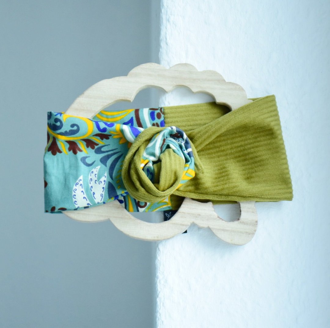 NOTO •• African print wired headband - 发带/发箍 - 棉．麻 绿色