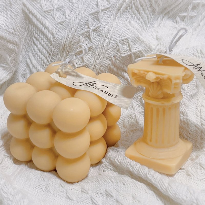 复古 大魔方块 罗马柱 造型蜡烛 香氛蜡烛 礼盒 生日礼物 圣诞节 - 蜡烛/烛台 - 蜡 金色