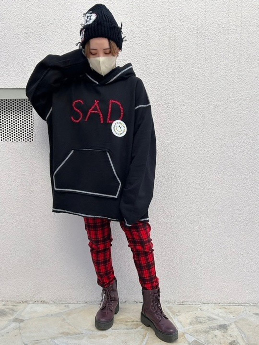 SAD 连帽卫衣 / 黑色 / 蓝色 / F尺寸 / hellcatpunks / hcp-pk-0067 - 女装上衣 - 棉 黑色
