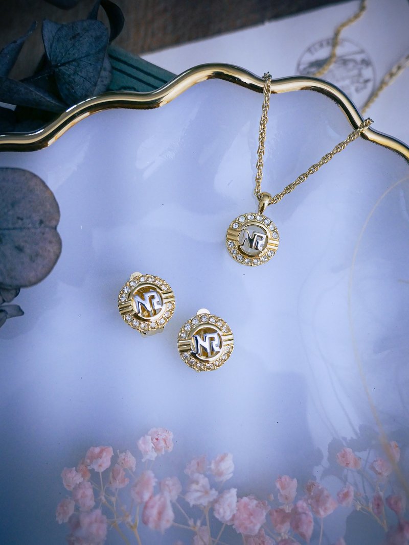 Nina Ricci 行星 经典logo套组 耳环项链－欧美古董首饰 Vintage - 项链 - 其他金属 