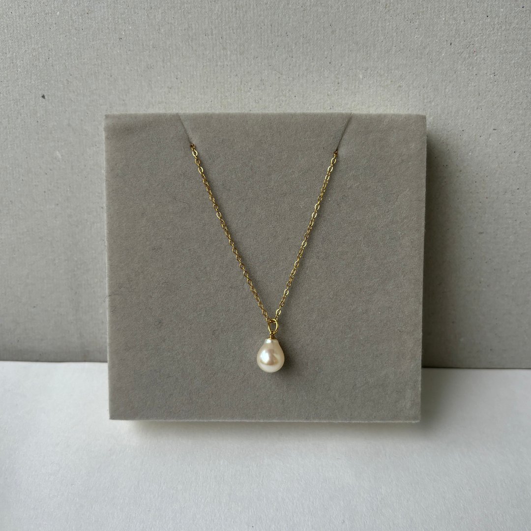 有角 Akoya 海水珍珠 7mm 项链 316L 医疗钢镀 18K 金 珍珠项链 - 项链 - 珍珠 白色