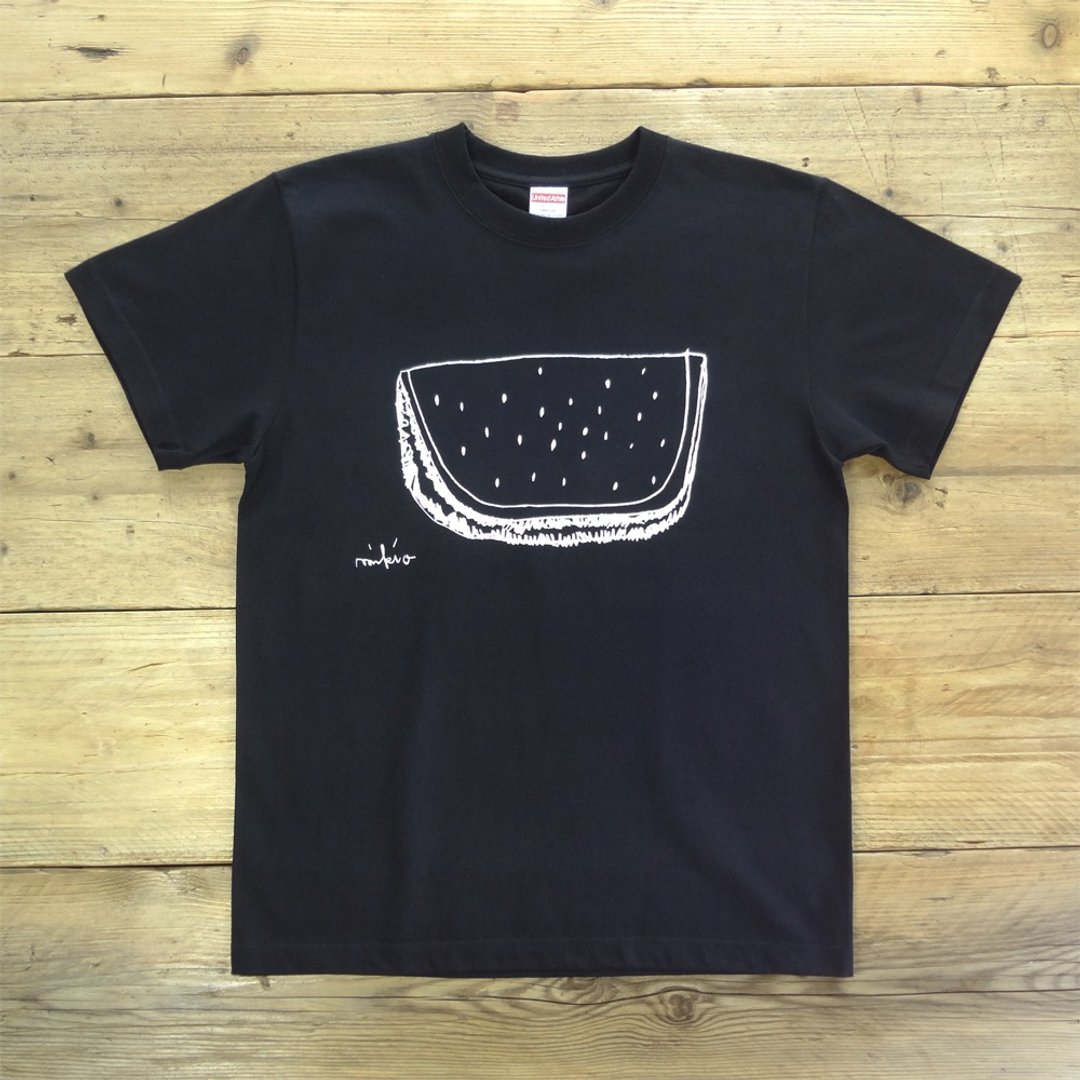 Monocolor Watermelon Men's T-shirt Black - 男装上衣/T 恤 - 棉 黑色