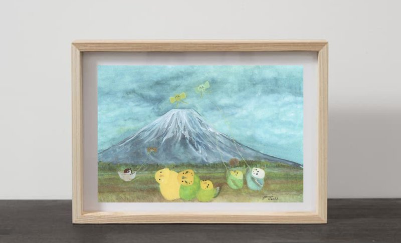 A4 放风筝的长尾小鹦鹉 虎皮鹦鹉 麻雀雀野生鸟类 - 海报/装饰画/版画 - 纸 蓝色