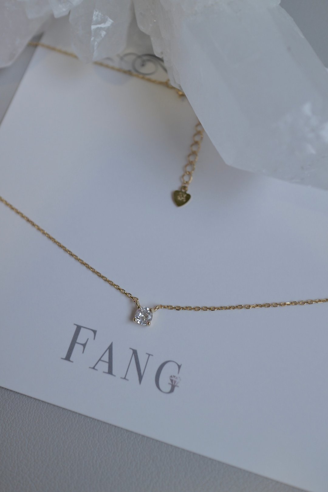 经典单钻 纯银项链 / 金色 - 项链 - 纯银 金色