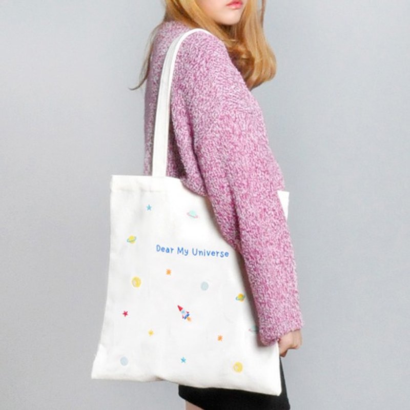 Dear My Universe 宇宙图腾环保袋 \ 肩背包 - 白 - 侧背包/斜挎包 - 纸 白色