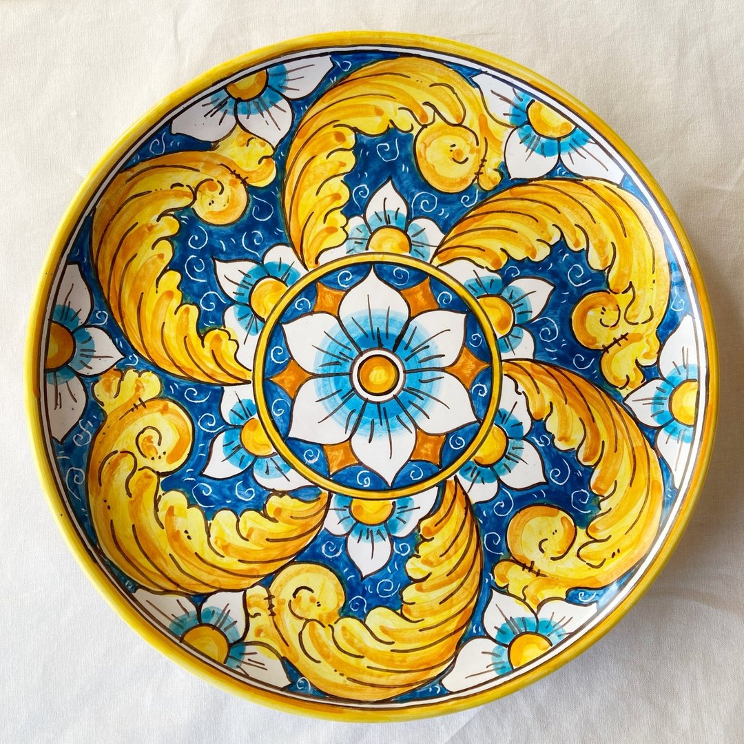 图片盘 26 厘米 Majolica 意大利陶器西西里岛 Barocco - 盘子/餐盘/盘架 - 羊毛 蓝色