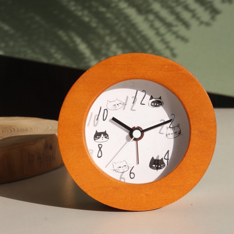 猫的数字游戏 樱桃木闹钟 - 时钟/闹钟 - 木头 