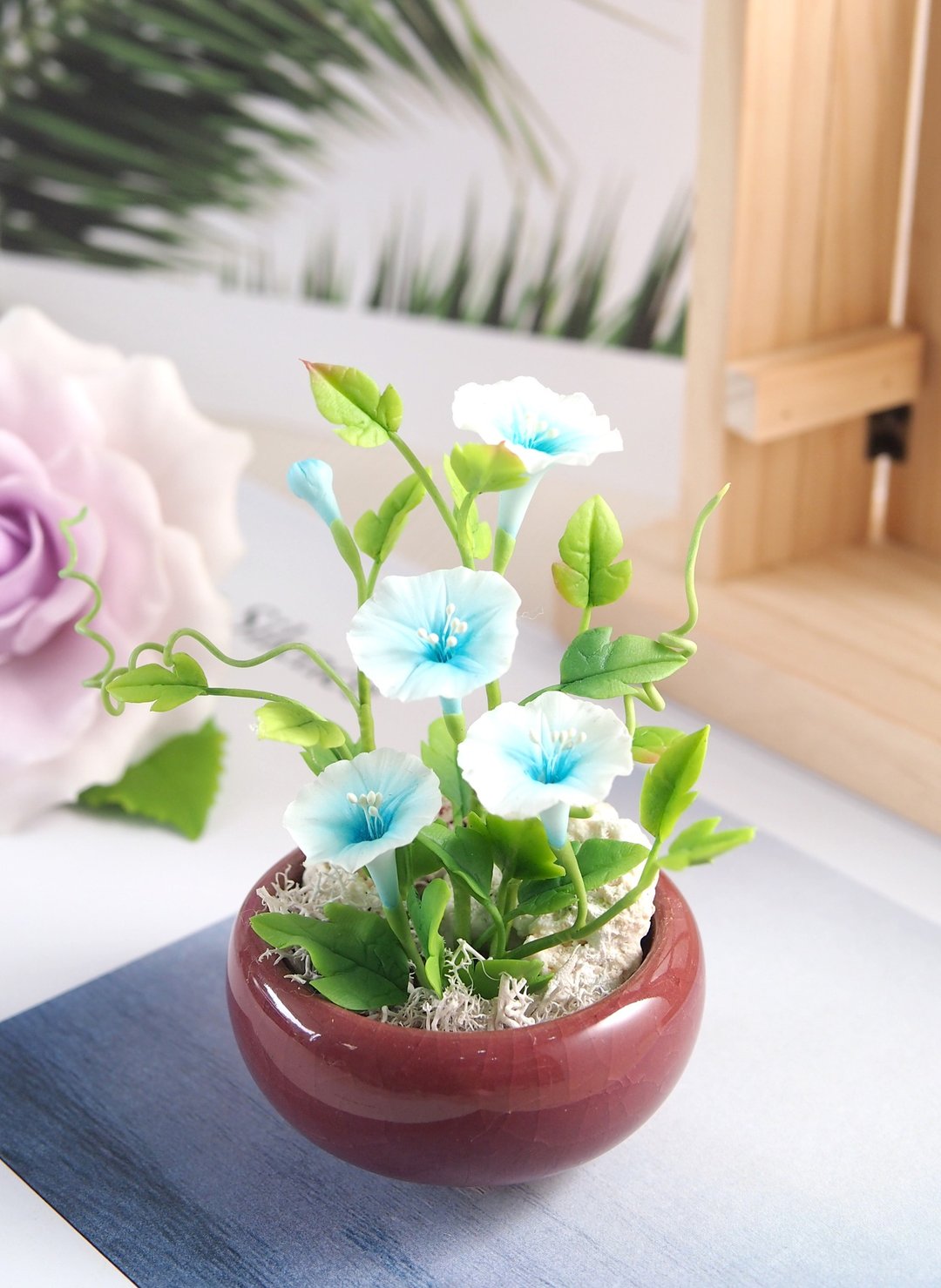 冷瓷土/黏土花艺-牵牛花小盆栽/送礼 - 植栽/盆栽 - 粘土 