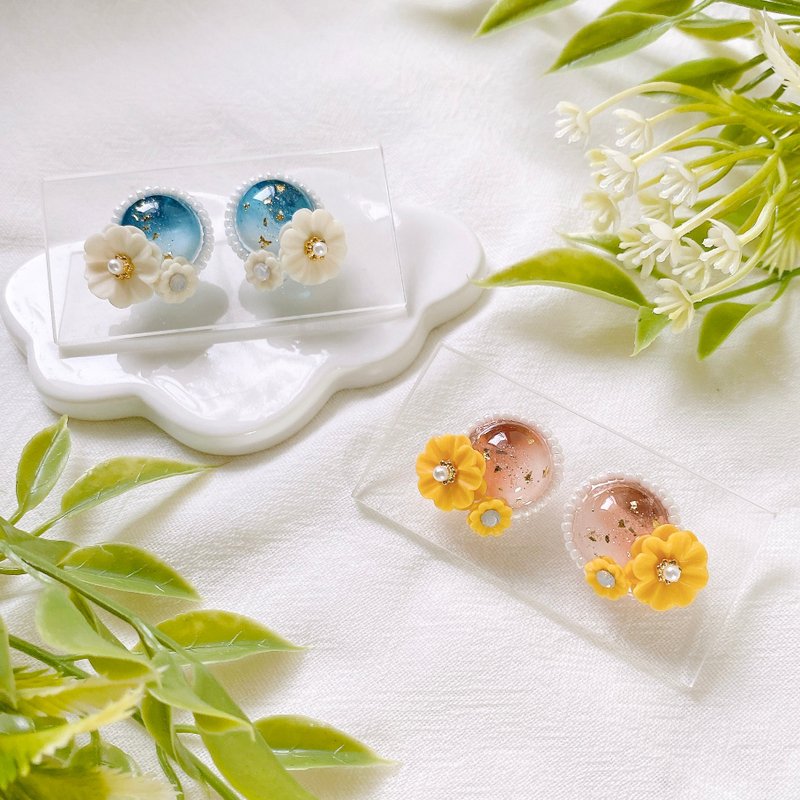 星空宝石耳环 | 黏土耳环 - 耳环/耳夹 - 粘土 咖啡色