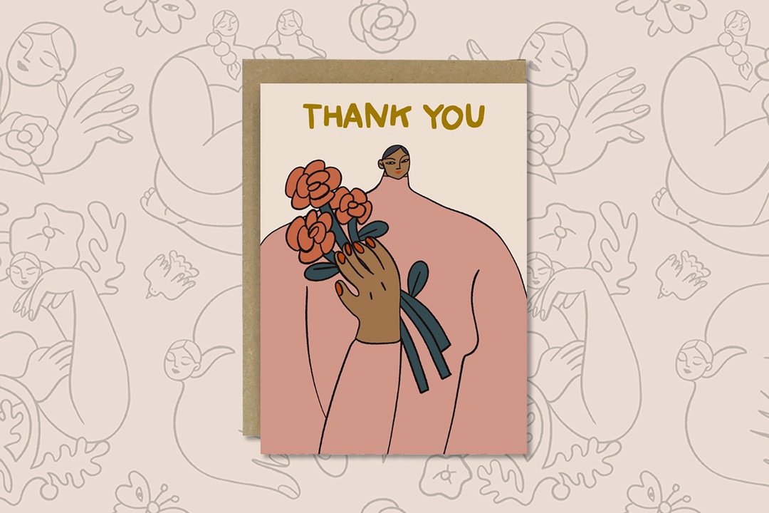 卡片 感谢 鼓励 极简 女性 花朵 Thank You Roses 祝福卡 - 卡片/明信片 - 纸 