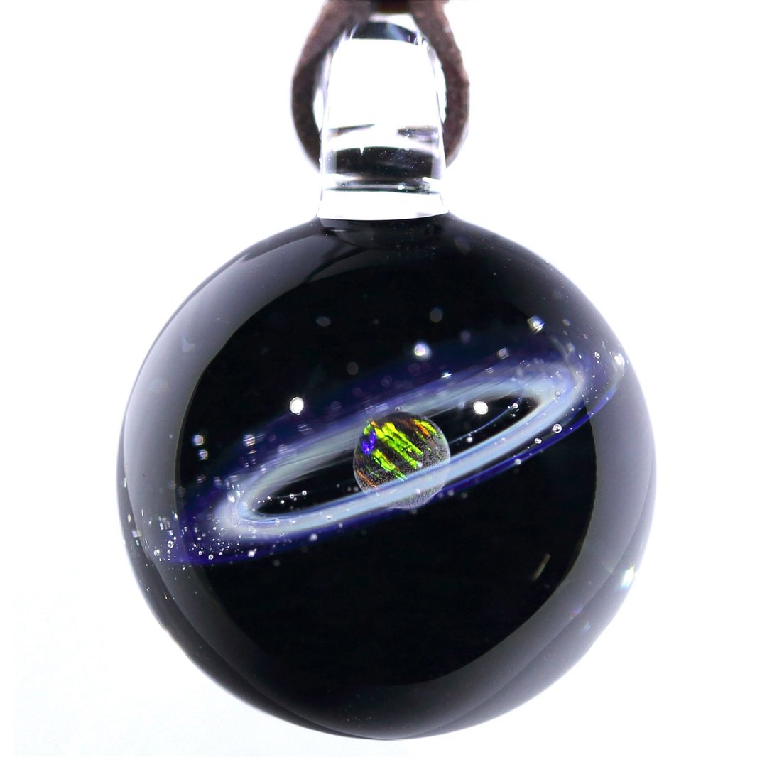 宇宙玻璃颈链吊坠24mm no.125 - 颈链 - 玻璃 黑色