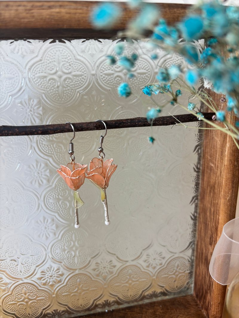 沐芯制作所。春日小花耳勾 - 耳环/耳夹 - 其他材质 