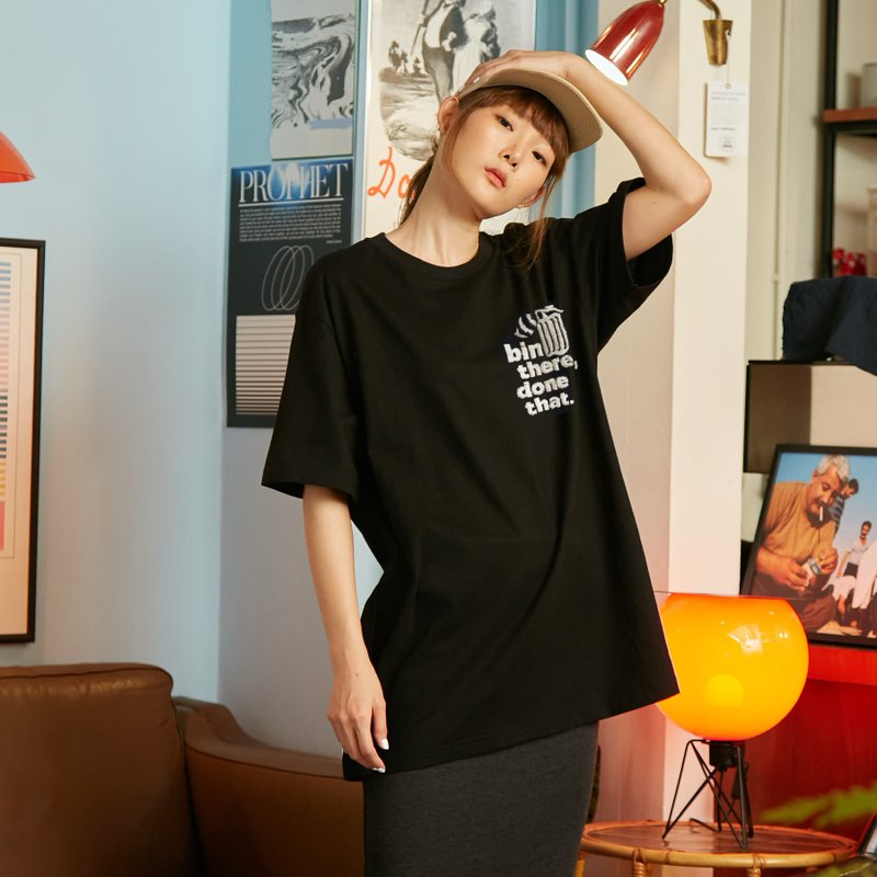 Raccoon 2nd editions T恤 手工刺绣Logo 中性款Oversize - 中性连帽卫衣/T 恤 - 棉．麻 黑色