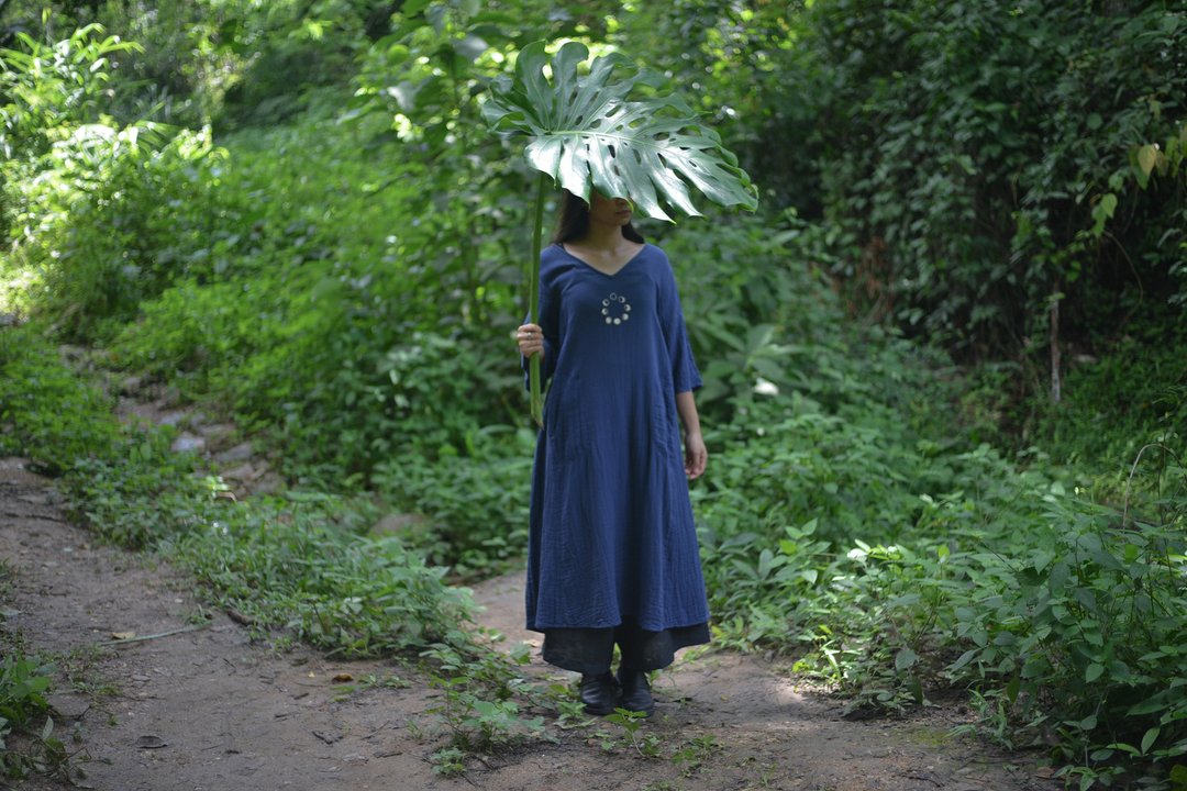 Petrichor no.6 | CLOCHETTE dress | INDIGO Color cotton - 洋装/连衣裙 - 棉．麻 蓝色