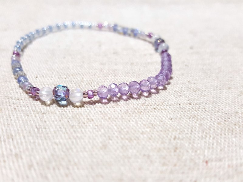 crystal in dearsharka || 粉紫水晶 x 蓝晕月光石 x 丹泉石．光沁透美的静紫美丽 - 手链/手环 - 宝石 紫色
