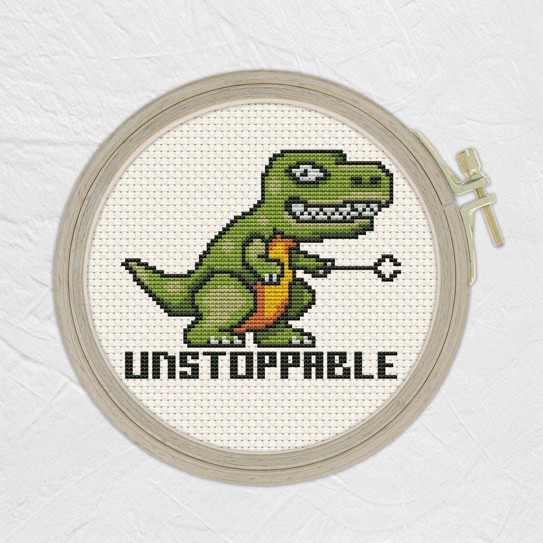 势不可挡的 Trex 十字绣图案 PDF 恐龙十字绣 - 简易十字绣 - 手工艺教程/工具书 - 其他材质 