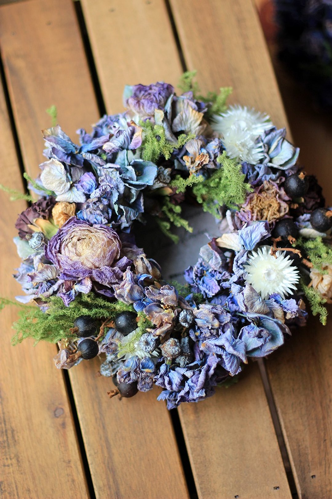 绣球花·花圈·花环·干燥花·永生花·陆莲·干燥花圈 - 干燥花/捧花 - 植物．花 蓝色