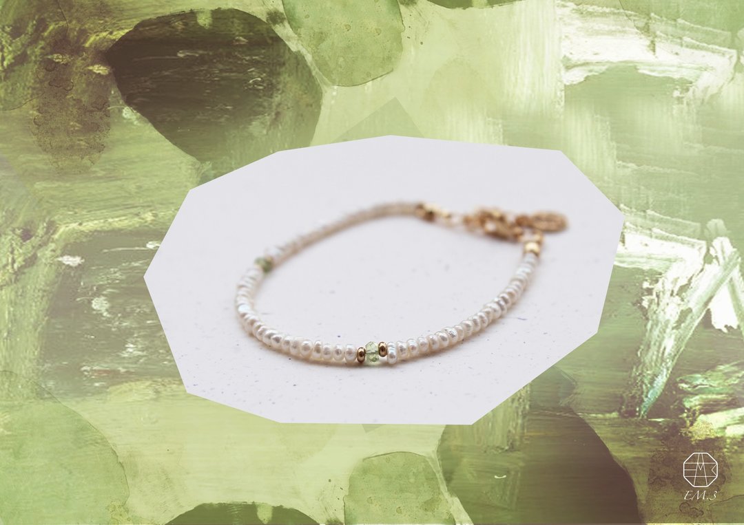 8月诞生石-Peridot橄榄石珍珠系列手链 - 手链/手环 - 宝石 绿色