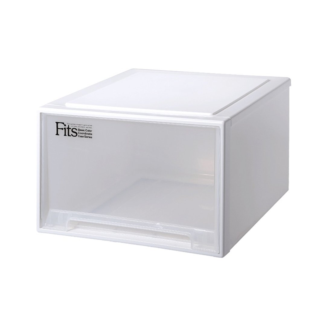 日本天马 Fits 正方 45 宽单层抽屉箱 (透窗)-高 30CM-3 入 - 收纳用品 - 塑料 白色