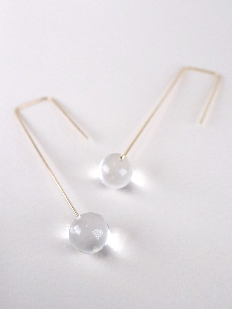 UNO - 灯工 手工烧制玻璃水珠 耳环 - 耳环/耳夹 - 玻璃 透明