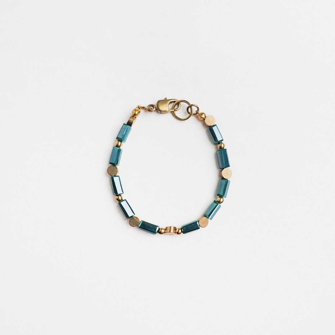 琉璃锁链弹性手环 (绿透) - Glass Chain bracelet (green) - 手链/手环 - 琉璃 白色