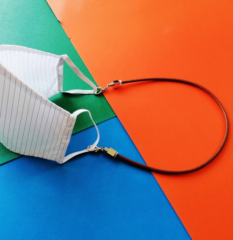 口罩挂绳, MODERNISM || 棕色 color - 挂绳/吊绳 - 真皮 金色