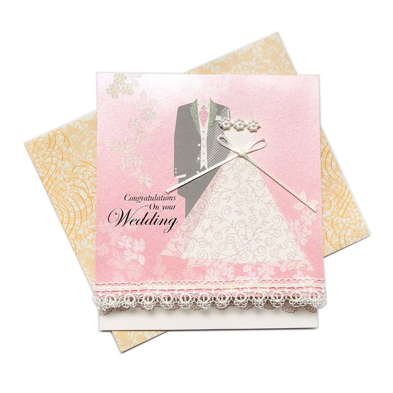 新郎新娘幸福婚礼【Hallmark-JP立体卡片 结婚贺喜】 - 卡片/明信片 - 纸 粉红色