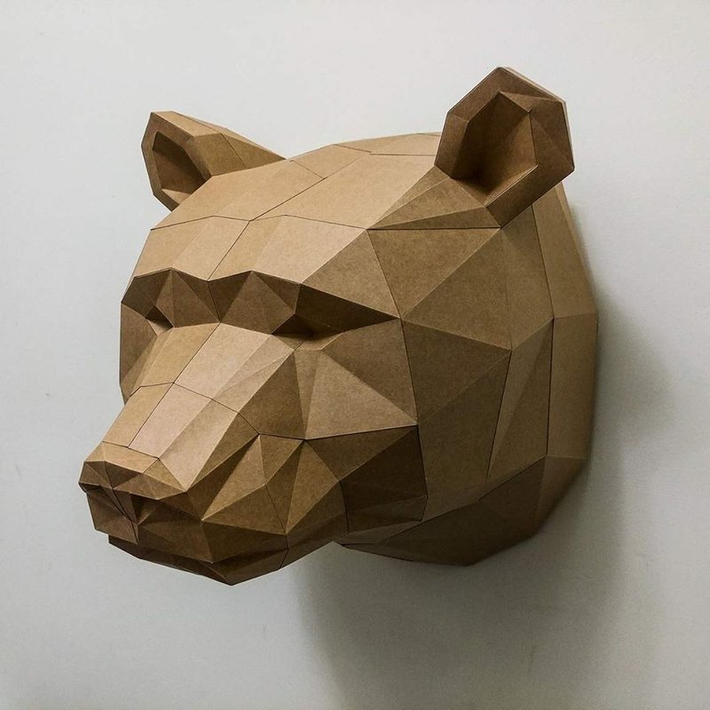 匠纸正版_DIY材料包_手作_纸模型_霸气棕熊壁饰 - 木工/竹艺/纸艺 - 纸 卡其色