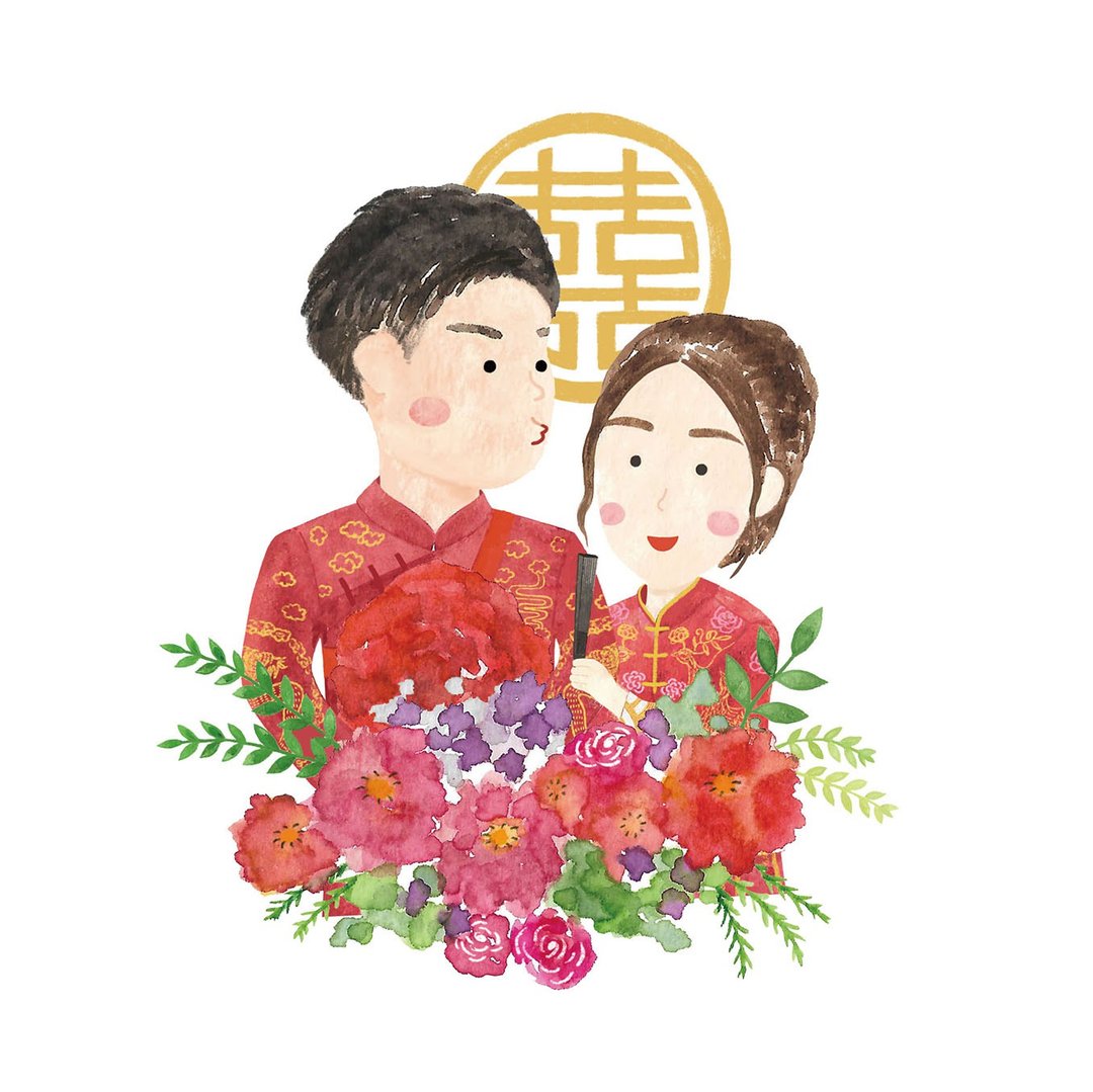 【定制】水彩手绘风格人像画 似颜绘 婚礼画像 定制喜帖 婚礼小物 - 电子手绘真人画像/绘画/插画 - 其他材质 