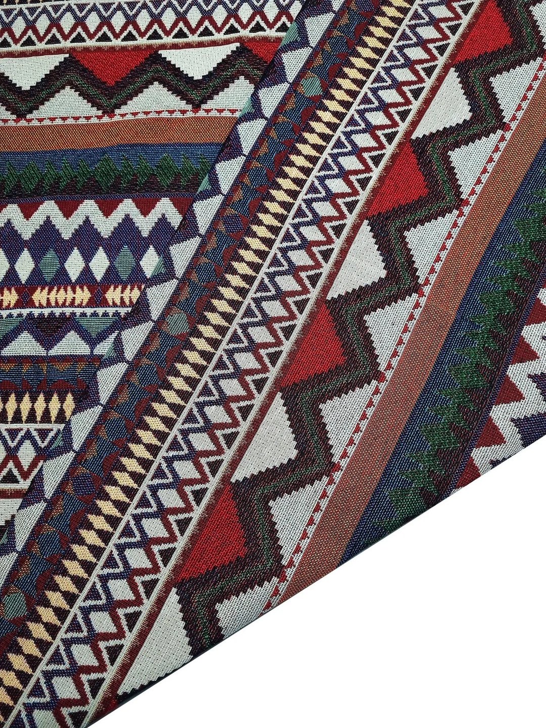 Multi-color Tribal Fabric Thai Woven Fabric Craft Supplies Textile 1/2 yard - 编织/刺绣/羊毛毡/裁缝 - 其他材质 多色