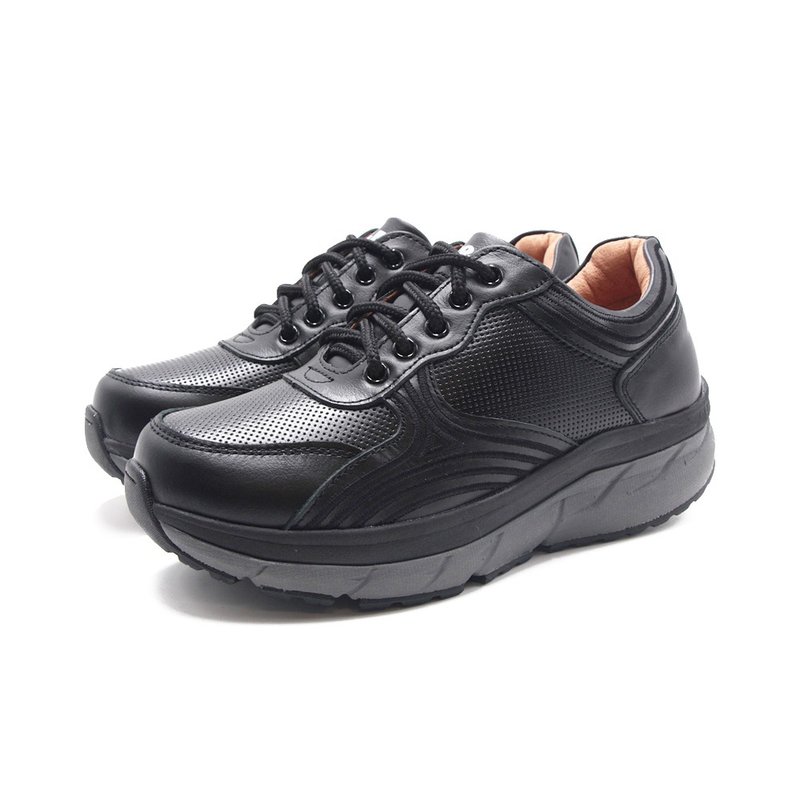 W&M FIT系列绑带厚底运动健走鞋 女鞋-黑色(另有酒红色) - 女款休闲鞋 - 真皮 