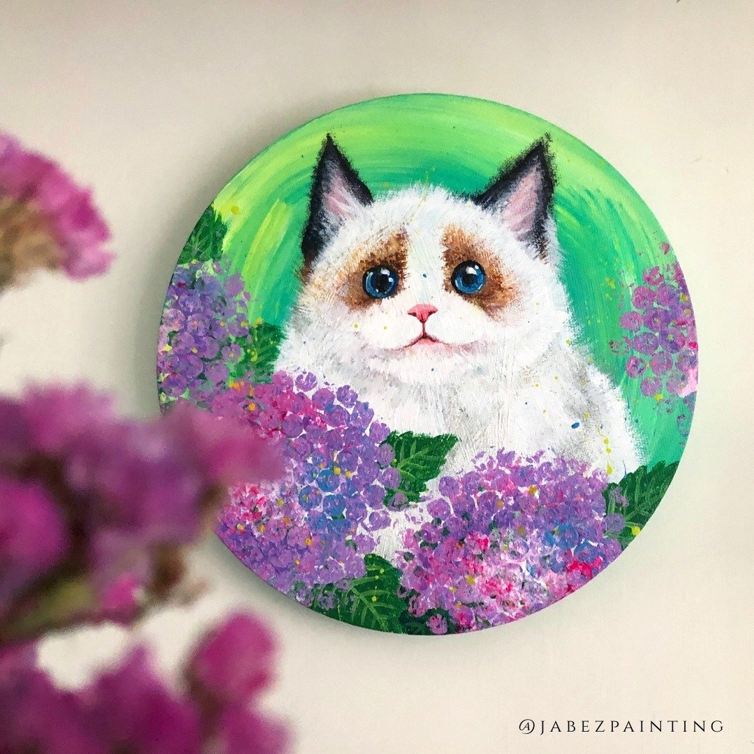 原画作│猫与绣球花-2 - 海报/装饰画/版画 - 棉 