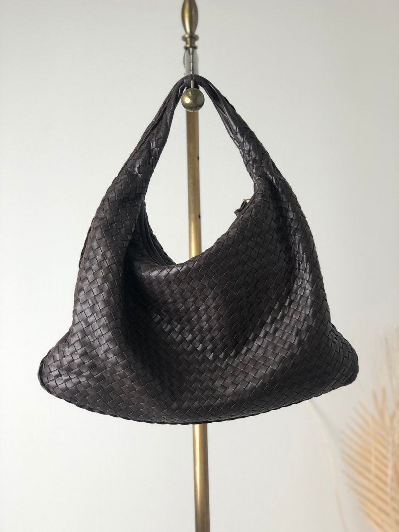 【日本直送，名牌二手包装】Bottega Veneta Intrecciato Hobo Bag 单肩包棕皮革 e4b5uy - 侧背包/斜挎包 - 真皮 咖啡色