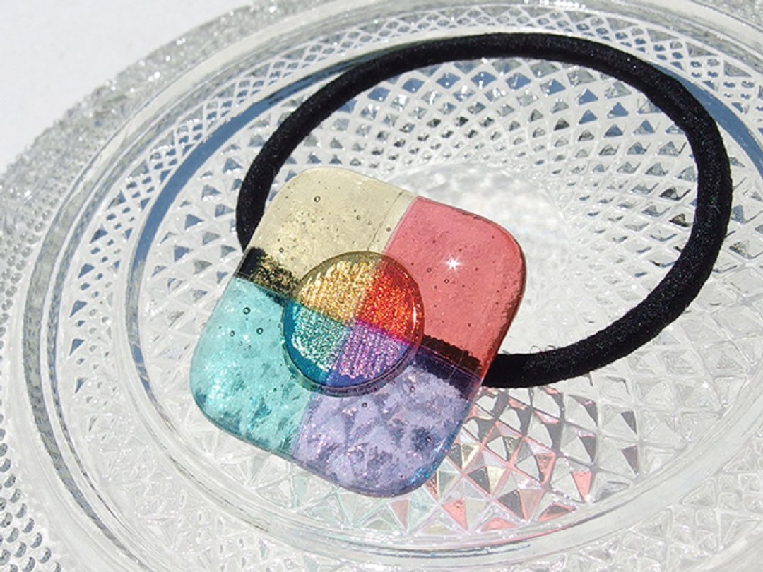 Candy glass (candy [pastel]) Hair rubber [can be changed to pony hook] [made-to-order] - 发饰 - 玻璃 粉红色