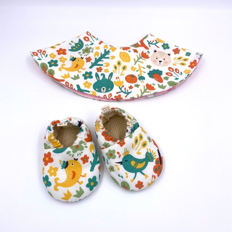 橘色森林-(学步鞋+围兜) - 满月礼盒 - 棉．麻 橘色