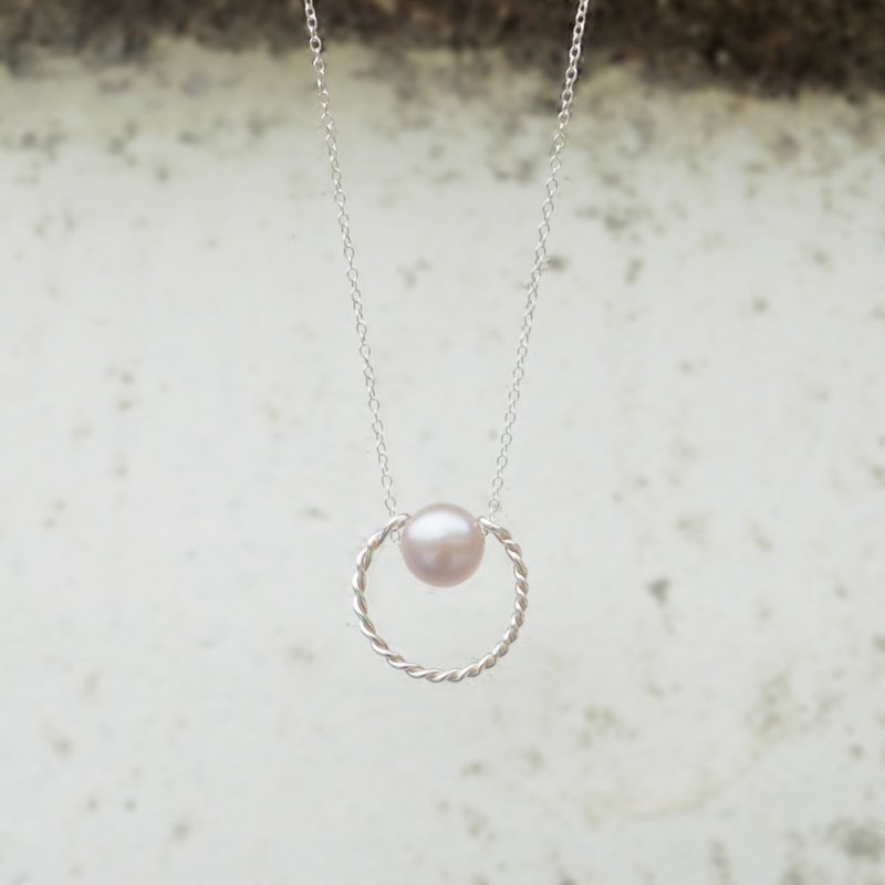 【Rachelle L.几何系列】圆点淡水珍珠纯银项链 - 项链 - 宝石 白色