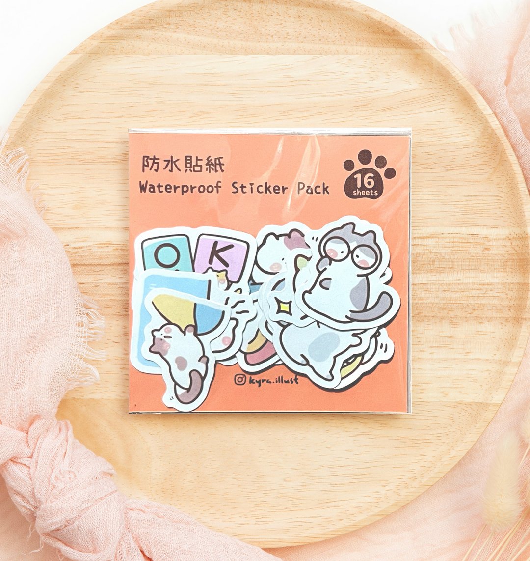 今天的猫心情 - 原创防水贴纸包 (16张入) - 贴纸 - 纸 粉红色