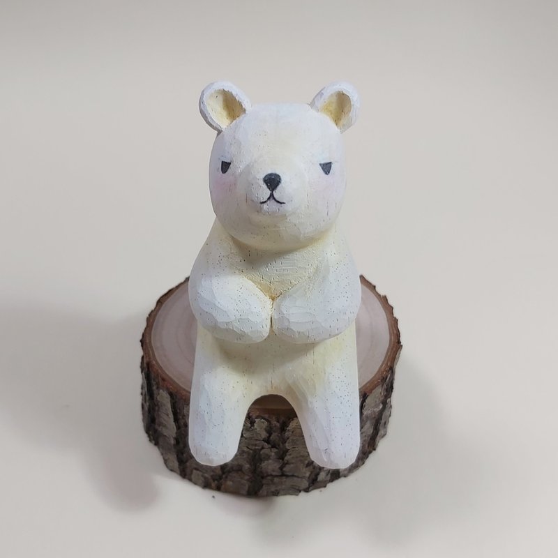 白熊木雕艺术品 - 玩偶/公仔 - 木头 白色