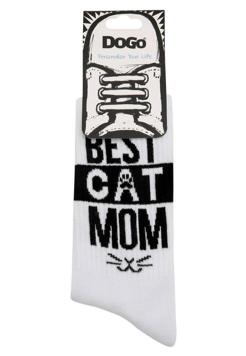 【幽默时尚】Best Cat Mom/WTF  穿搭白袜 中长袜子 中筒袜 - 袜子 - 其他人造纤维 白色