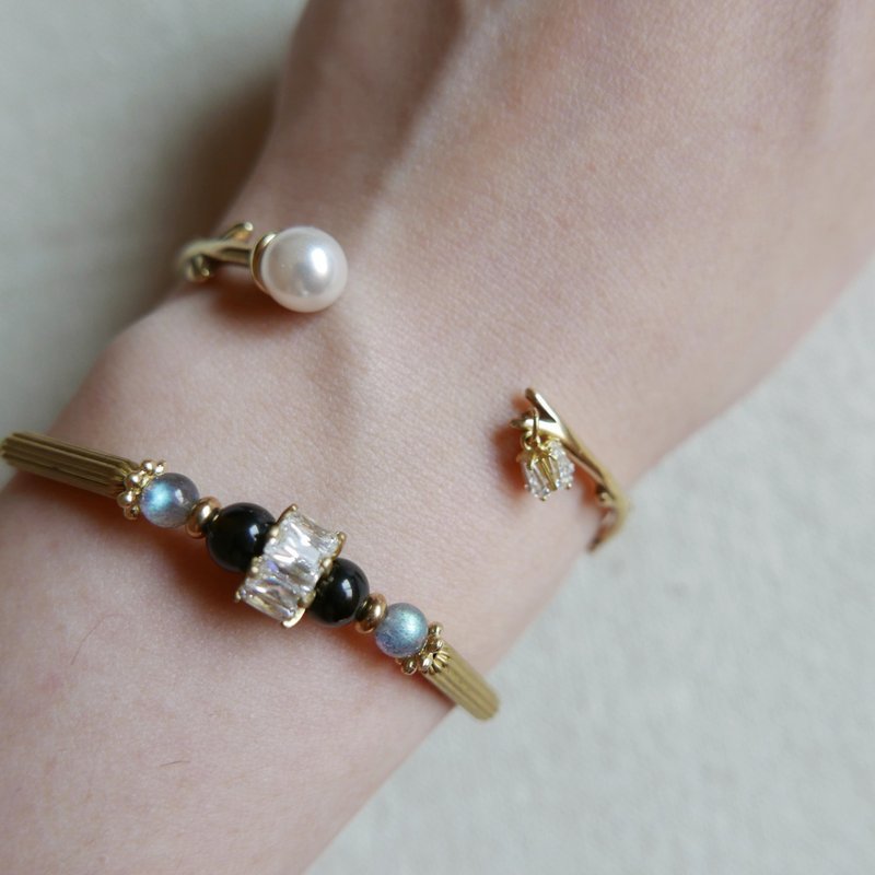 植物系。黄铜树枝手环。闪闪水钻款 - 手链/手环 - 铜/黄铜 金色