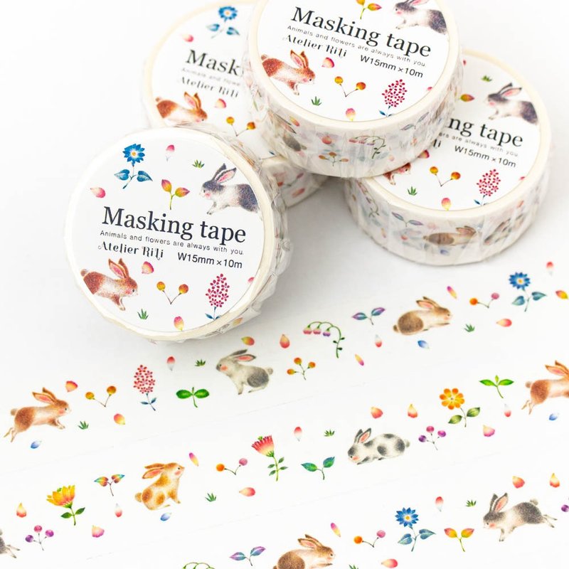 绘本的碎片。和纸胶带 草花庭园里的兔兔 MT-5 - 纸胶带 - 纸 多色