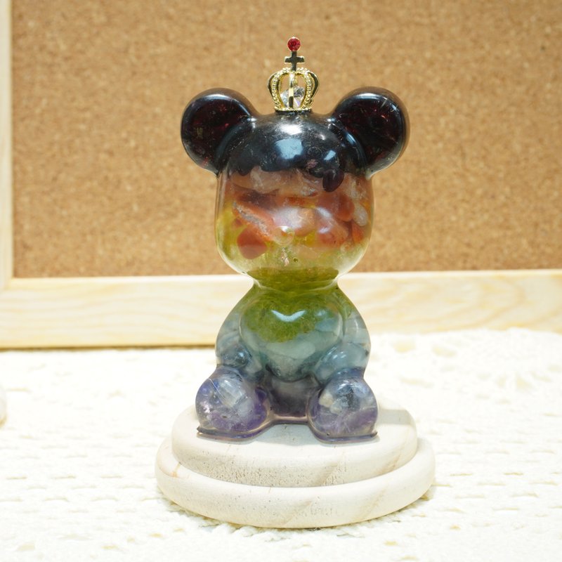 【 DIY 手作】七色水晶抱抱熊水晶摆设 - 摆饰 - 水晶 多色