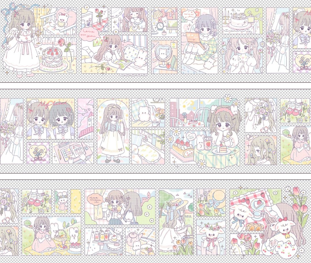 漫画小格 PET 纸胶带 台灣自己印 10米卷 - 纸胶带 - 其他材质 多色