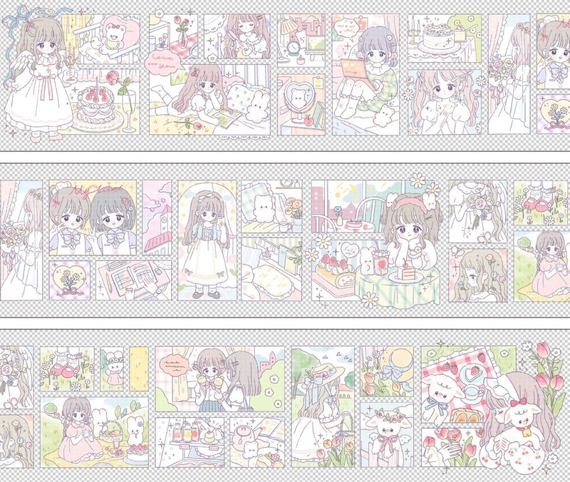 漫画小格 PET 纸胶带 台灣自己印 10米卷 - 纸胶带 - 其他材质 多色