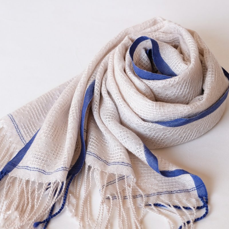 Cashmere 手工喀什米尔丝绸围巾【绫华02】 - 围巾/披肩 - 其他材质 白色