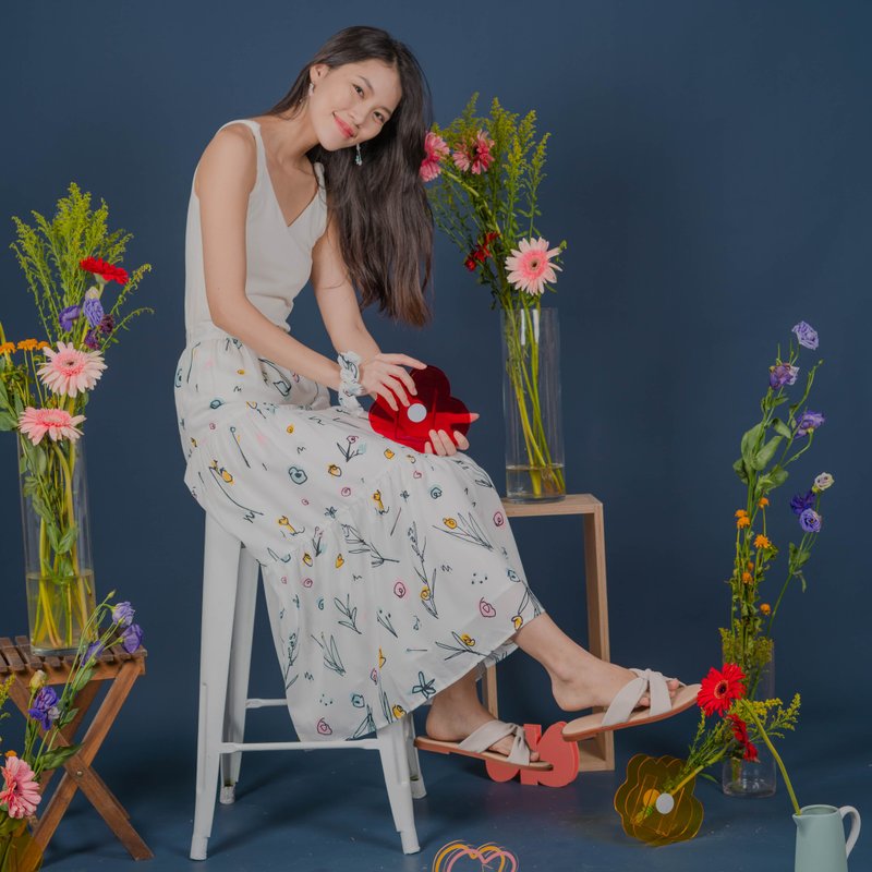 afterjuly garden系列 原创设计层次长裙 - 白色 - 裙子 - 聚酯纤维 白色