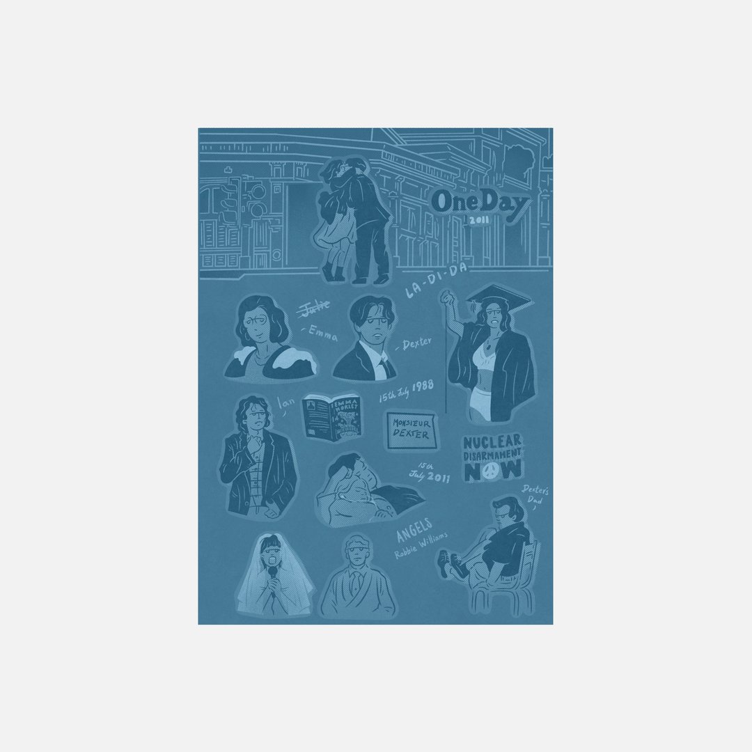 真爱挑日子 one day 电影插画贴纸 - 贴纸 - 纸 银色