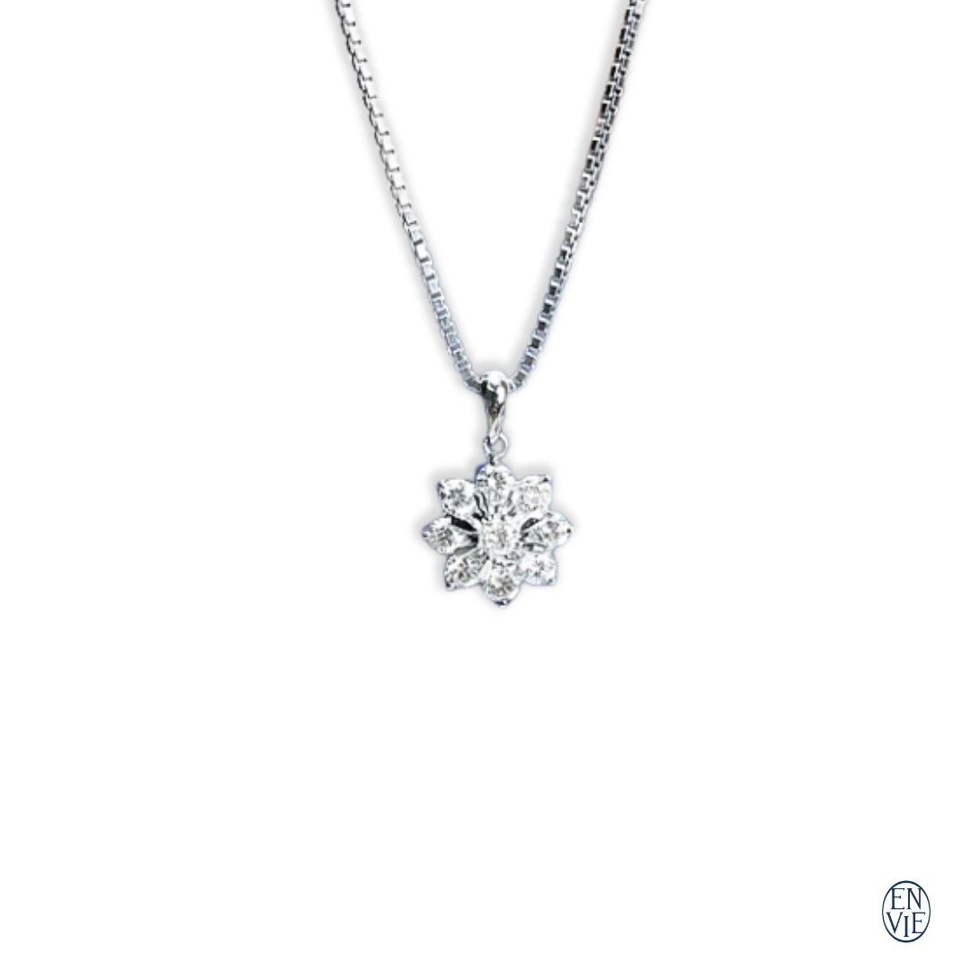 铂金1克拉天然钻石项链 Platinum Diamond Necklace - 项链 - 贵金属 