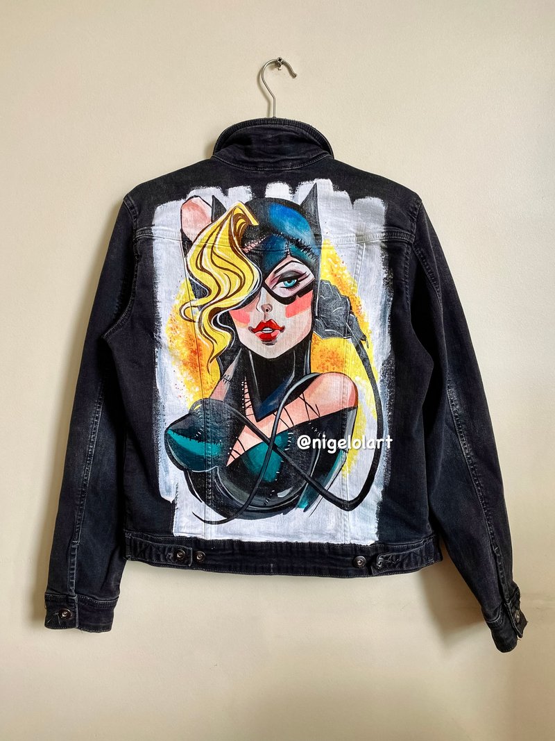 猫女 蝙蝠侠 蜘蛛人 超人 手绘丹宁外套 订制外套 - 女装休闲/机能外套 - 棉．麻 